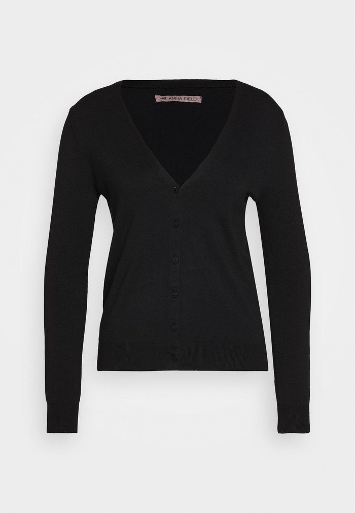 Cardigan Anna Field Basic V Neck Noir Femme | RFK-5759833